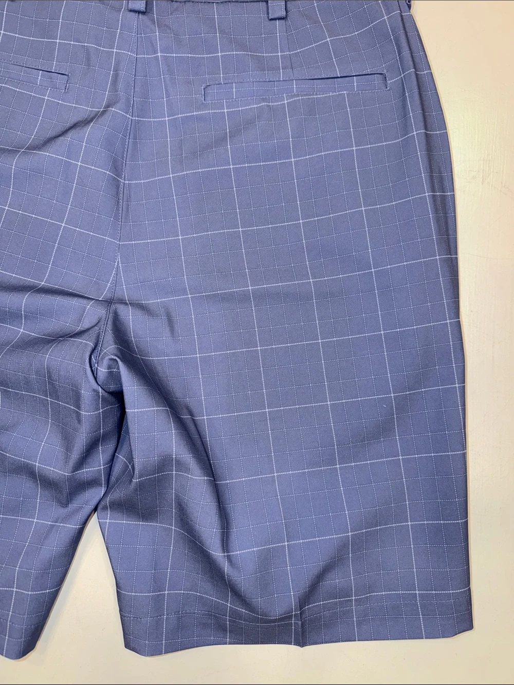 Roundtree & Yorke Blue Windowpane Flat Front Shorts